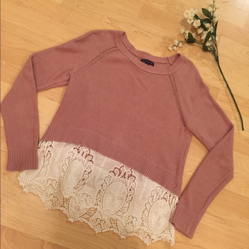 American Eagle Lace Bottom Sweater